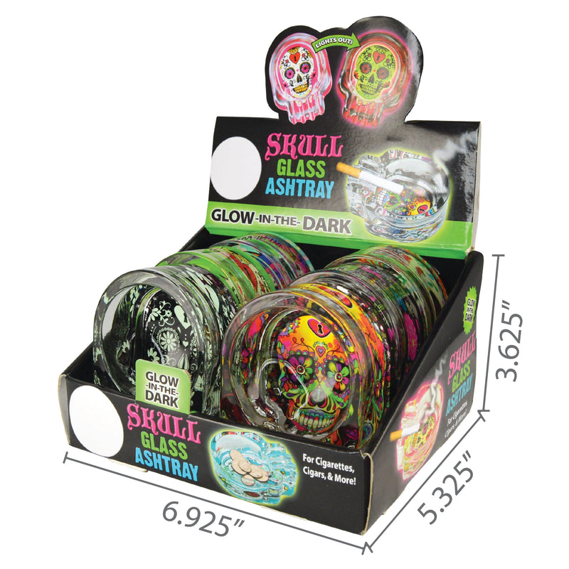 Sugar Skull Glass Ashtrays Display Specifications