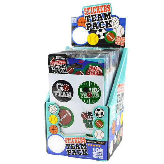 ITEM NUMBER 022040 SPORTS STICKERS TEAM PACK  24 PIECES PER DISPLAY