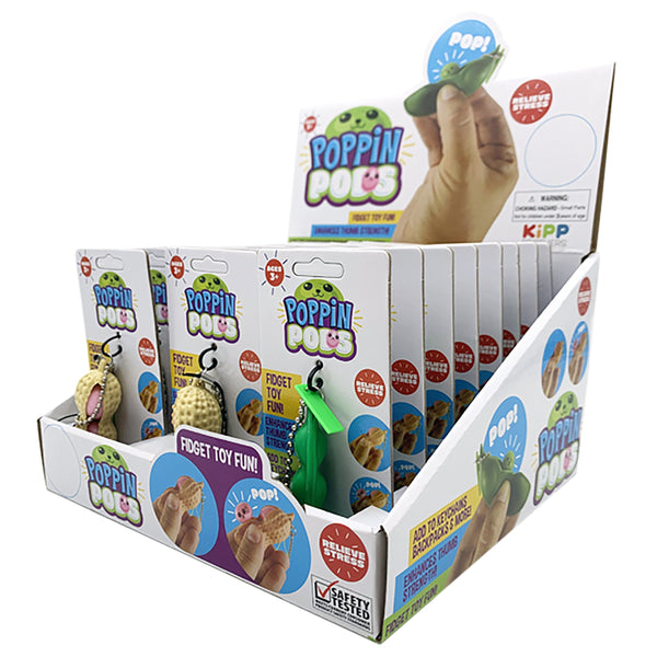 ITEM NUMBER 022862 FIDGET STRING BEANS POPPIN PODS 24 PIECES PER DISPLAY