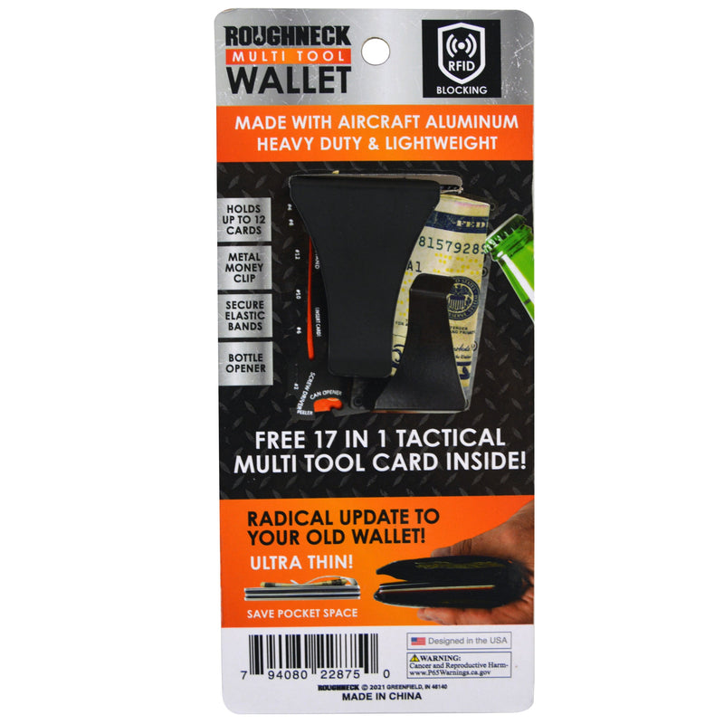 ITEM NUMBER 022875 ROUGHNECK METAL WALLET MULTI TOOL 6 PIECES PER DISPLAY