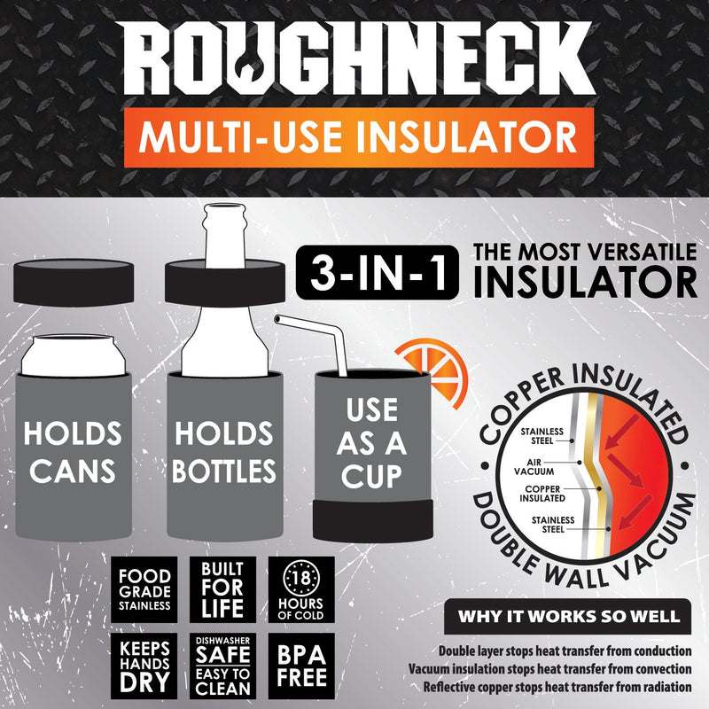 ITEM NUMBER 023120 ROUGHNECK METAL MULTI-USE CAN COOLER 6 PIECES PER DISPLAY