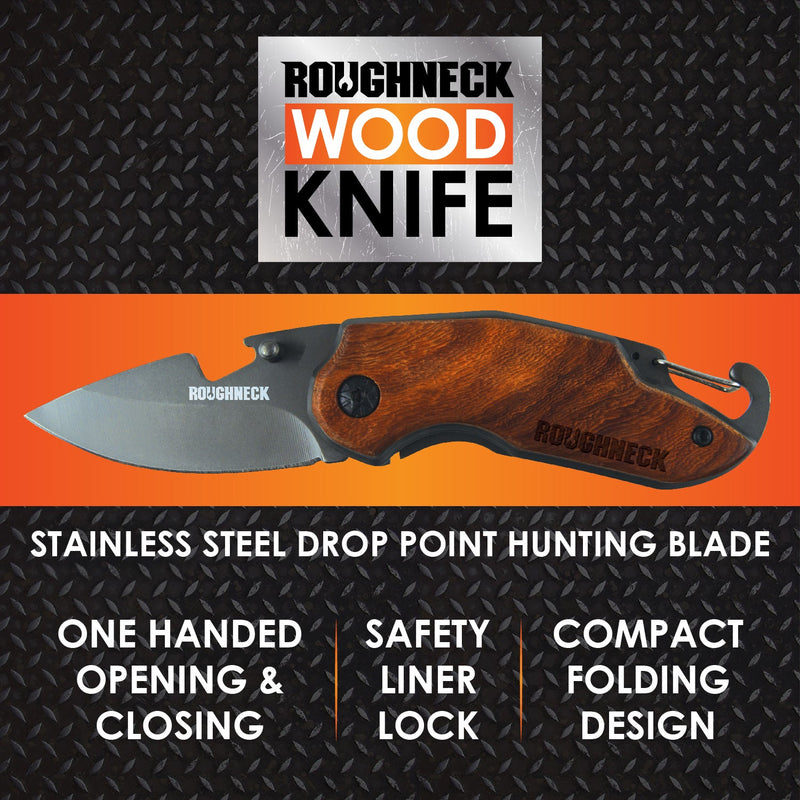 ITEM NUMBER 023384 ROUGHNECK WOODEN KNIFE 6 PIECES PER DISPLAY