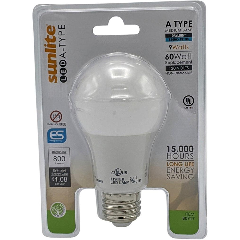 LED A19 Light Bulb, 9 Watts (60 Watt Equivalent), 6500K Daylight, Non Dimmable (12 Pack)