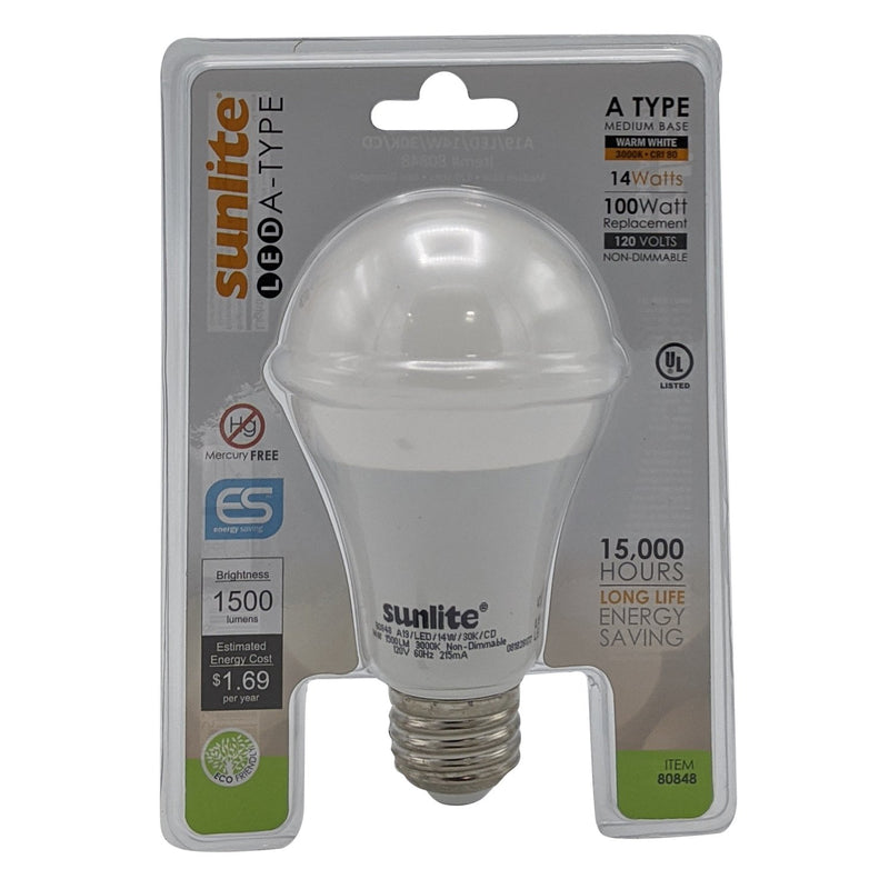 LED A19 Light Bulb, 14 Watts (100 Watt Equivalent), 3000K Warm White, Non Dimmable (12 Pack)