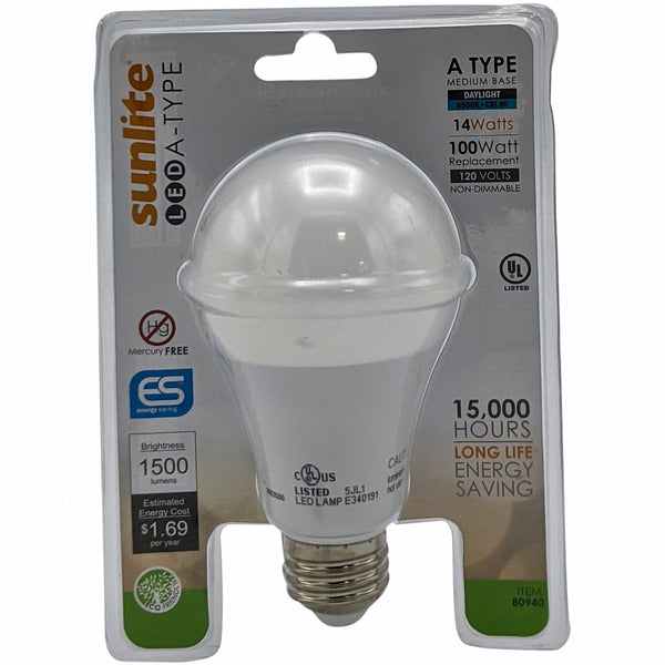 LED A19 Light Bulb, 14 Watts (100 Watt Equivalent), 6500K Daylight, Non Dimmable (12 Pack)