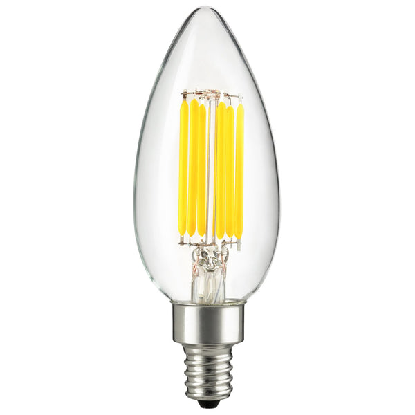 LED Filament Style Chandelier Bulb, Torpedo Tip, 5 Watt (60 Watt Equivalent), e12 Base, 4000K Cool White, Dimmable (6 Pack)