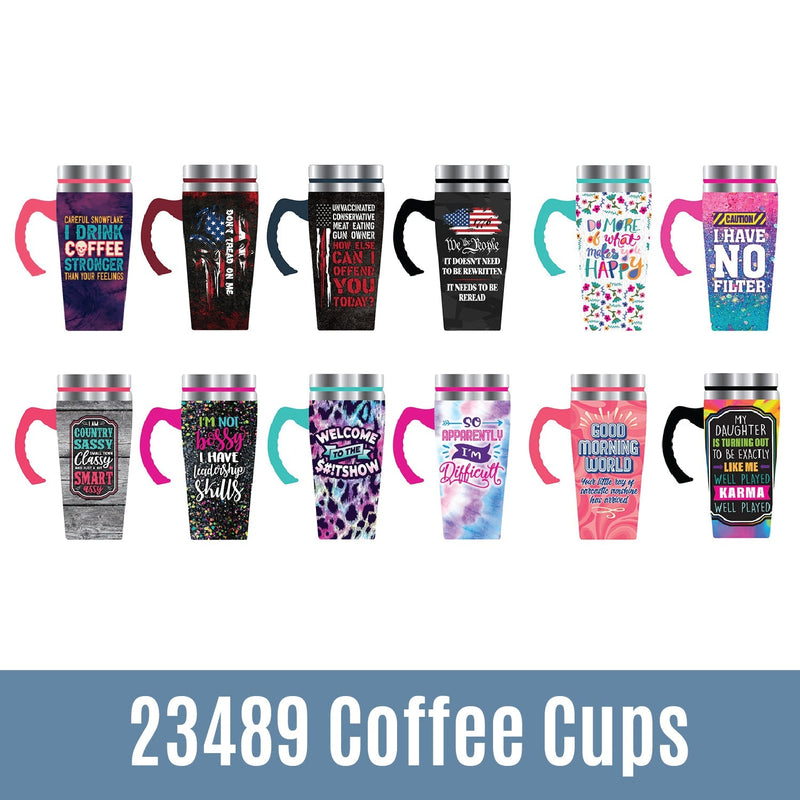 ITEM NUMBER 088415 PRINTED COFFEE MUGS FLOOR DISPLAY 24 PIECES PER DISPLAY