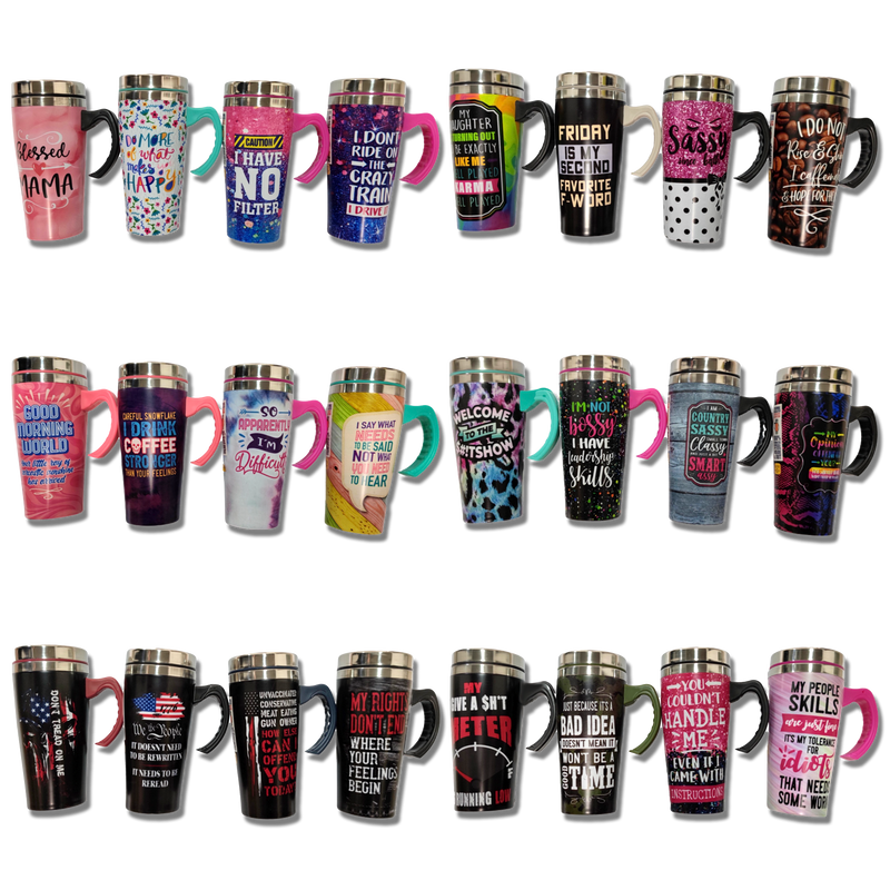 ITEM NUMBER 088415 PRINTED COFFEE MUGS FLOOR DISPLAY 24 PIECES PER DISPLAY