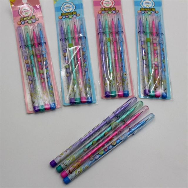 2-4pcs/set Cute Colorful Free-cut Pencil Cartoon Writing Pen Non-sharpening Pencil School Stationery Writing Pen Office Supplies